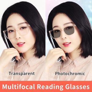 Occhiali da sole Pochromic Progressive Multifocus Reading Glasses for Women Ultra-Light Tr90 Frame Presbyopia Eyecyes No Line