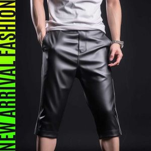 Мужские брюки летние узкие брюки высокая эластичность свободная подгонка легкая и удобная слегка длинные шорты, показывающие высоту и поглавление2405