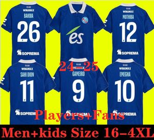 24 25 RC Strasbourg Ev Futbol Formaları Maillot De Foot Bellegarde Ajorque 2024 2025 Mothiba Lienard Diarra Diarlo Djiku Delaine Aholou Erkek Kids Kit Futbol Gömlek