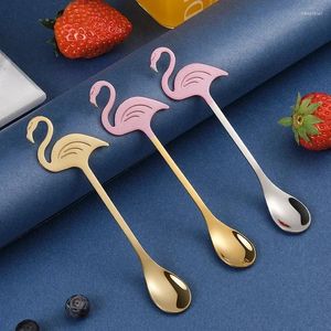 Colheres de colheres aço inoxidável flamingo de café colheita de mesa de mesa de mesa de sorvete de mesa de mesa mexendo as ferramentas de bebida suprimentos de festa colher de chá decorativa