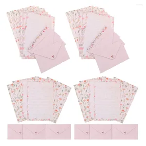 Gift Wrap 4 Sets Stationery Decorative Paper Elegant Letter Stationary Supply The Flowers Writing Envelop And For