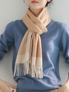 H Kaşmir Eşarp Çift Taraflı Kaşmir Uzun Eşarf% 100 Üst Kaşmir Lüks Sonbahar ve Kış Kaşmir Şal Sıcak 30*190cm Couplea Scarf Hediye Kutusu Üç Renk