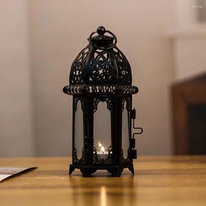 Candle Holders Gift Easy To Use Lightweight Holder Indoor Iron Glass Space Saving Moroccan Style Install Home Lantern Lamp
