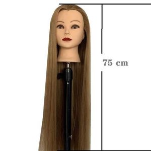 Mannequin Heads 75cm straight hair synthetic training human model head for makeup weaving practice salon styling tool Q240510