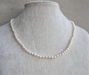 100 Naturalna biżuteria perłowa biała kolor 56 mm dziewczyna Freshwater Pearl Naszyjnik Weddna przyjęcie urodzinowe Prezent 284O9389905