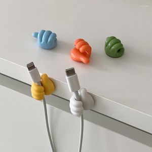 Hooks 10PCS Creative Funny Thumb Data Cable Holder Storage Sticky Hook Desk Decoration Organizer Wall Bathroom Accessories