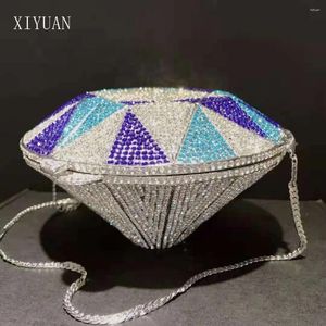 Designer de cordão de tração colorido shinestone bolsas de noite garotas saco de casamento moda xiyuan ladies diamond cristal em bolsas de corrente