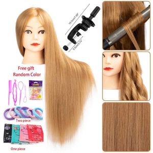 Teste di manichino 60 centimetri lunghi 85% Modello di capelli femminile vero allenamento per la testa di bambola virtuale Acconciatura Acconciatura Human Q240510