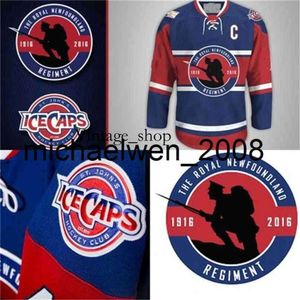 Vin Weng John's ICECAPS كشف النقاب عن الفوج في نيوفاوندلاند جيرسي 100 الذكرى السنوية لـ Beaumont-Hamel Hockey Jerseys Blue