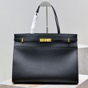 10A Designer -Tasche Black Box Leder mit goldener Hardware Geräumige Einkaufstasche mit magnetischem Metallverschluss - Elegante Handtasche für jeden Anlass