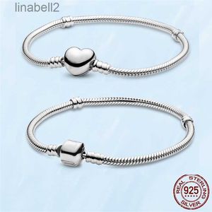 Hot 925 Sterling Silver Bracelets For Women Fit Pandorade Charms Beads Classic Basic Snake Chain Bracelet Heart Style Lady Gift With Original Box 0HQS