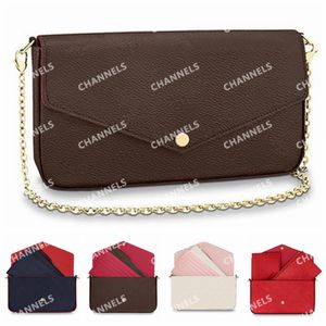 Kettenbrieftaschen Multi Felicie Pochette 3 in 1Women Bags Wallets Geldbörse Leder Schulter -Crossbody -Geldbörsen 310 V