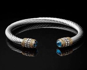 Marlary Wholale Personality Stainls Steel Cuff Unisex Bangle Cable Wire Bracelet7588682