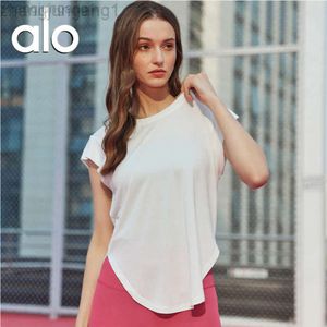 Desginer Als Yoga Aloe Top Shirt Clothe Short Woman Yogas New Modquick Dried Short Sleeve Loose Breathable Womens Top Outdoor Sports Fitness Suit