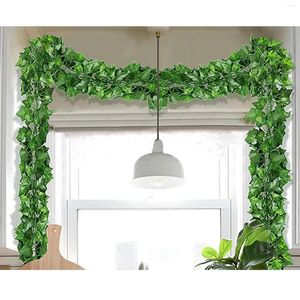 Flores decorativas parede de casamento decoração verde decoração artificial videiras penduradas grinaldas de folhas para armários de cozinha falando grinalda