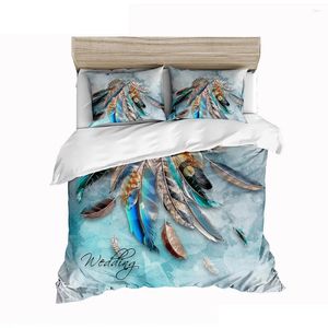 Bedding Sets 3D High-Definition Digital Printing Custom Duvet Cover Colorful Feathers Large King Size 220x240cm