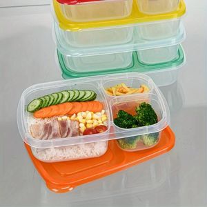 Dinnerwaren 4PCS Original stapelbare Lunchboxen - wiederverwendbare 3 -Kompartiment -Behälter für Kinder und Erwachsene Bento Box Mahlzeit Arbeiten