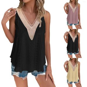 Bluzki damskie Summer For Women Busy Casual Tank Top 2024 Lose Fit V Neck Lace Blusas Elegantes Para Mujer