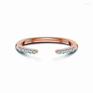 Cluster Rings Of S925 Pure Silver Moonstone Micro-encrusted Diamond Rose Gold Opening Adjustable Ring For Women