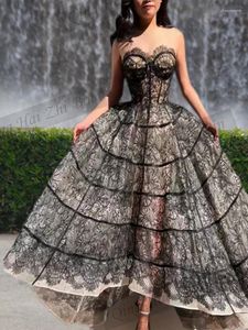 Party Dresses Black Girl O -hals -längd Frankrike spets kvällsklänningar/kvinnor bröllopsgäster prom klänningar