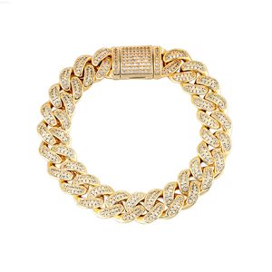 Hot Selling Hip Hop Bling Lab Full Diamond Bracelet Fashion Wrist Cuban Chain Couple Bracelets