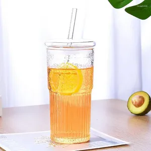 Tumbler Wide Mund Iced Coffee Glass Tumbller Tasse mit Deckel und Strohblech für Tee Haferflockensaft und Strohbiergläser