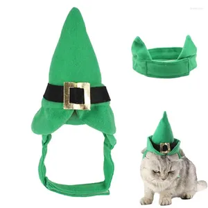 Dog Apparel St Patrick's Day Cat Hat With Collar Funny Pet Headpiece Sharp Poingted Green Costume Accessories Christmas