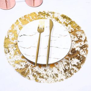 Tapetes de mesa 12/50pcs descartáveis ouro metálico placemats malha pressionada para uma decoração de festa de aniversário em casa refeições