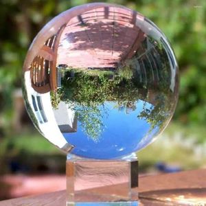 Estatuetas decorativas 1pcs Clear Magic Crystal Glass Healing Ball Sphere com Stand K9 Asiático Raro Lens de Candelador de Quartz Raro