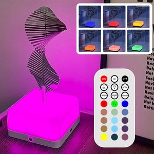 Table Lamps 3D Rotating Atmosphere Lamp 16 Colors Lights Bedroom Decor Metal Wind Spinner RGB LED Night Light Birthday Christmas Gift