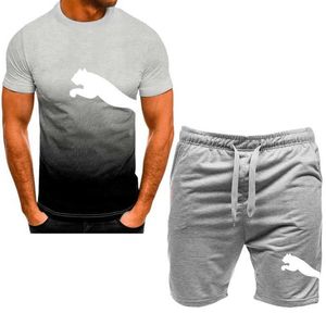 Herrspår 2024 NYA MENS Fashionabla Sportswear Summer Wear Fitness Kortärmade t-shirts och shorts Snabbtorkning 2 stycken Q2405010