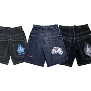 Mäns shorts hiphop 2024 sommar y2k pocket baggy denim gym shorts mens gotiska män basket shorts harajuku gotisk retro strt slitage h240508