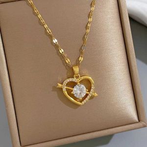 Pendant Necklaces Fashion simple personality temperament one arrow through the heart necklace cute clavicle chain ladies trend pendant friend gift
