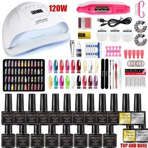 Nagelkonst satser Limegirl Nail Treatment Kit Gel Nail Polishing Kit med UV LED Light Electric Nail Drill Processing Kit Nail Tool Kit T240510