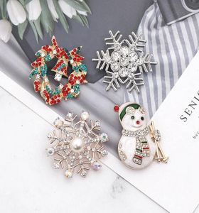 Silver Color Christmas Crystal Snowflake Brooch Colorful Enamel Tree Broches Gift Jewelry Decorative Pins Snowman Bell Brooches2191608