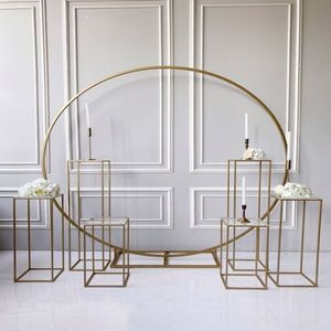 Metal plinths grand-event geometric props wedding decoration backdrops arch outdoor lawn flowers door balloons rack iron circle Birthda 329A