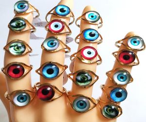 25pclot Kolor Mix Diabelski pierścień oka dla kobiet Złote Vintage Demon Cat Eye Oczy ze stali nierdzewnej Zła czaszka Pierścień 2021 Nowy styl2863560