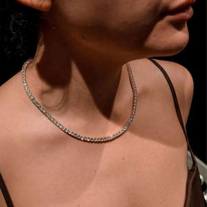Hiphop Оптовая цена теннисная цепь твердая стерлинская стерлинговая 4 -мм классическое круглое блестящее ожерелье Моассанит Алмаз