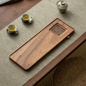 Tea Trays Drip Rectangular Walnut Tray Kitchen Chaban Vintage Luxury Black Coffee Chinese ServiertableTray Decoration Table