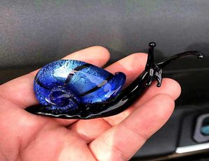 Silverfolie Murano Glass Snail Miniature Figurer Ornament Söt djurinsamling Hemdekor Statuette år gåva för barn 2108047437370