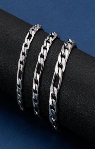 5pcs in massenloser Stahl aus Stahl geprägt Figaro Kette NK -Kettenarmband 7mm8mm9 mm 9 Zoll Schmuck für Herren Fashion Geschenke8687668