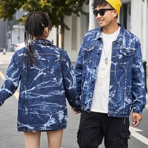 Tie Dye Men's Denim Jacket, Couple Oversized Top, 120-145kg Fat Guy Coat