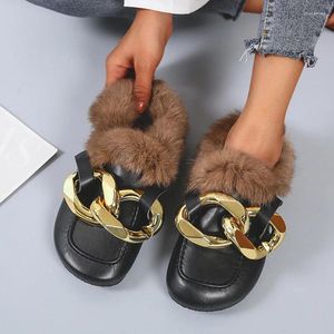 Tofflor Baotou Half Drag Women Spring/Summer Metal Chain Outdoor All-Match Fashion Outer Wear Ms Sandals Pantuflas