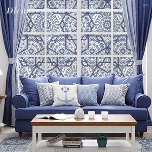 Adesivi per finestre Decorazione Nordic Home Static Cling Film Privacy Accessori geometrici blu Accessori di vetro BLT2360