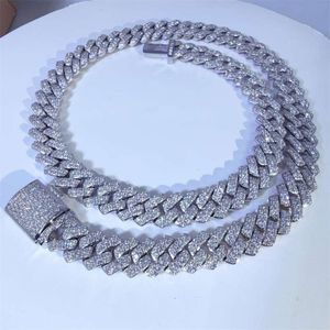 Fully VVS Moissanite Cuban Link Chain Fine Hip Hop Jewelry Baguette Diamond Men Necklace Sterling Sier Bracelet