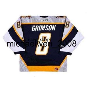 Vin Weng Mens Women Youth Custom Stu Stu Grimson 2001 CCMターンバックホッケージャージーゴールキーパーカットトップ品質任意の名前任意の番号