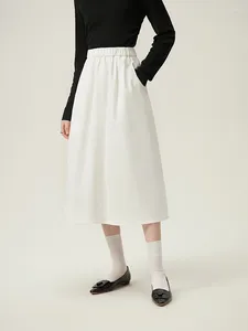 Skirts FSLE High Waisted A-line Skirt Versatile For Women's Temperament 2024 Spring/summer Casual Loose Dress 24FS11330