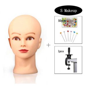 Mannequin Heads Hot Selling Feminino Chefe de Treinamento Mannequin Wig com Stand e 50 pinos em forma de T para prática de maquiagem Q240510