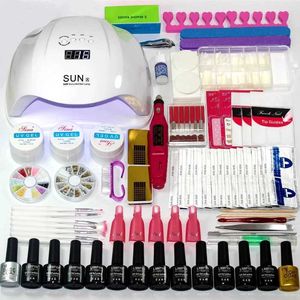 Kits de arte unhas Conjunto de manicure Escolha 12/10 Cores Gel Base Top Coat Kit Kit de unha 24W/54W Lâmpada de UV LED Manicure Manicure Conjunto de unhas T240510