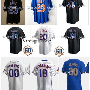 Vin Pete Alonso Baseball Jerseys Max Scherzer Francisco Lindor Jacob deGrom 60th Anniversary Javier Mike Piazza Luis Guillorme James McCann